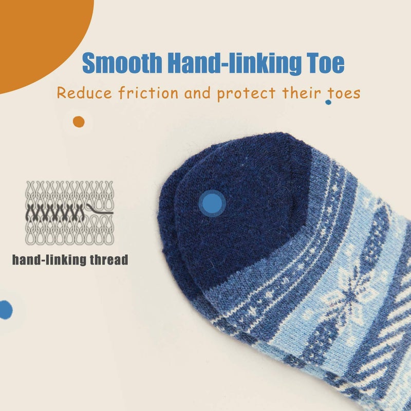 HowJoJo Toddler Boys Wool Socks Kids Thermal Winter Warm Crew Socks 6 Pack 3-5 Years - Image 4